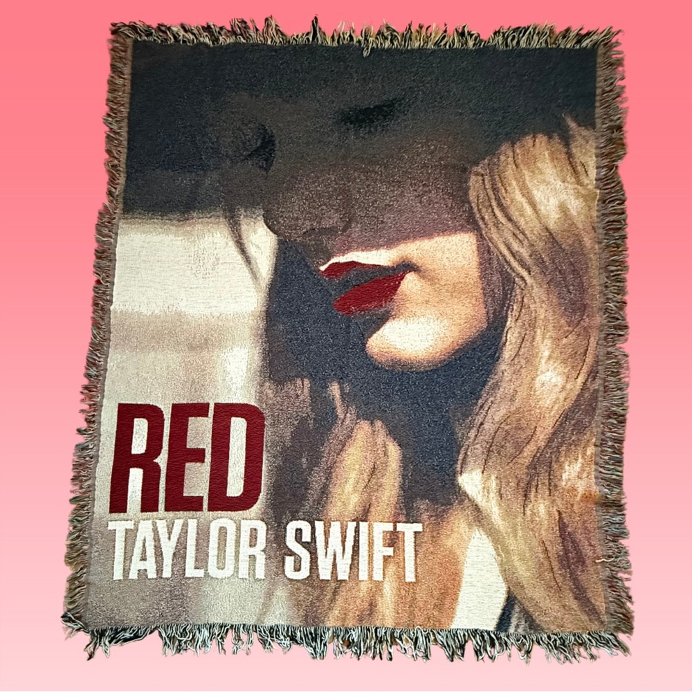 Taylor Swift Red Album Jacquard Sweater Knit Blanket ~58"x49"